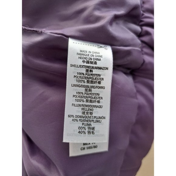 Juicy Couture PURPLE pleated fringy trim down feather zip pocket vest Sz 14 - Picture 7 of 7